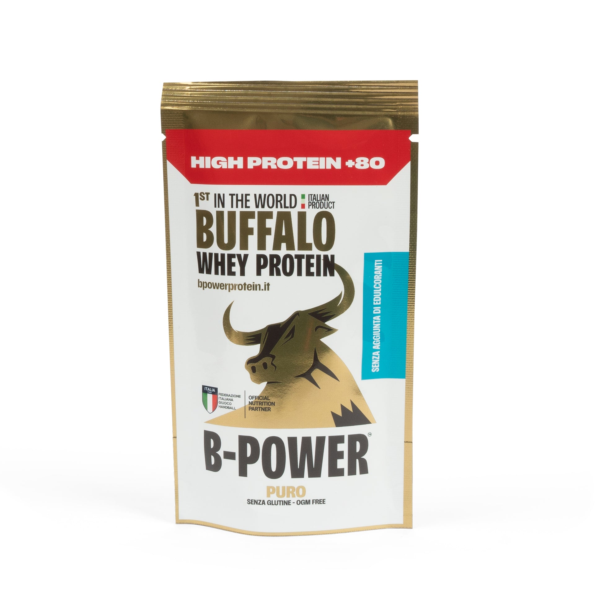 +80 High Protein senza Edulcoranti - Buffalo Whey Gusto Puro - Proteine in Polvere - Bustina Monodose